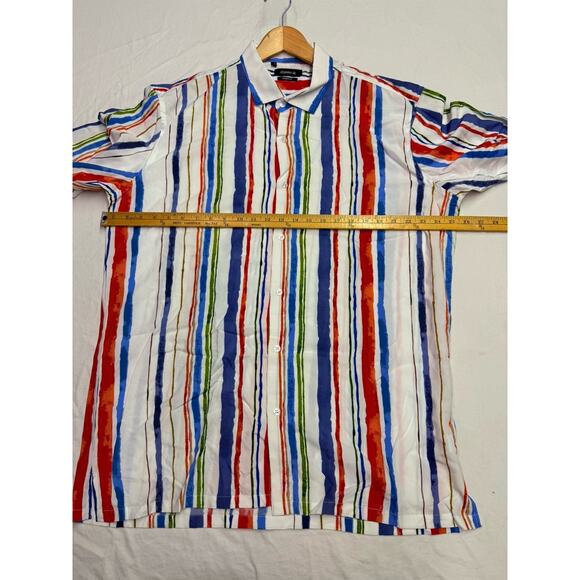 Johnny Q Modern Fit Button Down Shirt Striped Multicolor Mens Size XXL - Picture 6 of 7